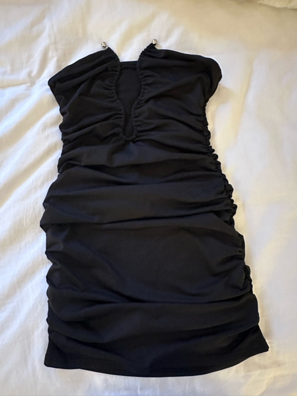 Black Ruched Mini Dress (Size XS)